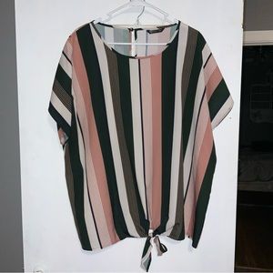 Striped tie front top